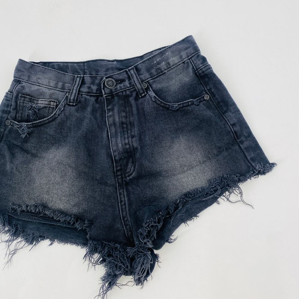 UNIF Washed Black Cutoff Shorts